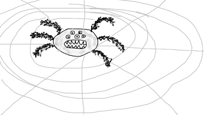 Нарисованный страшный паук