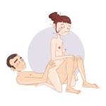 Мужчина и женщина в позе «наездница наоборот»