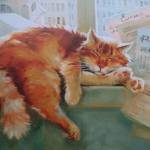 Спящий рыжий кот из книги «Ёлка, кот и Новый год»