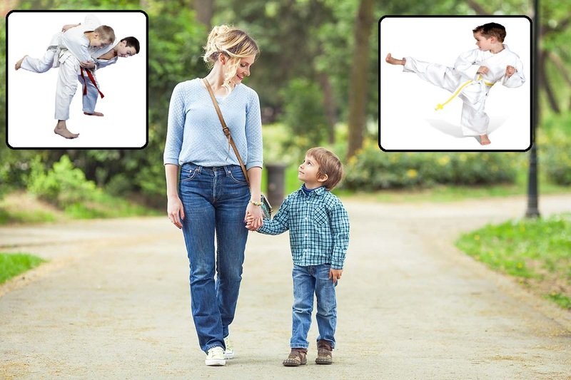 Мама ведёт сына в секцию по восточным единоборствам