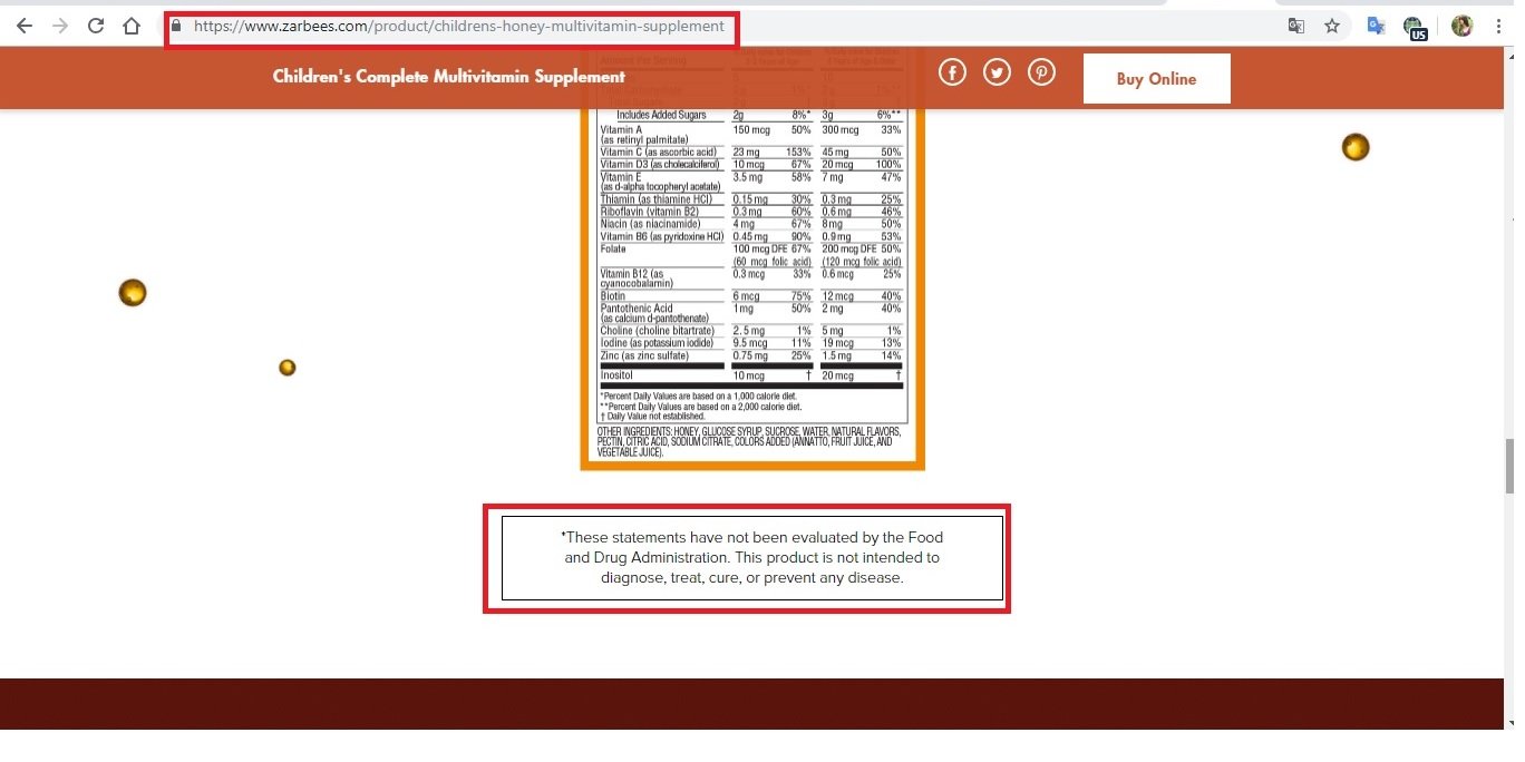 Скриншот с сайта zarbees.com