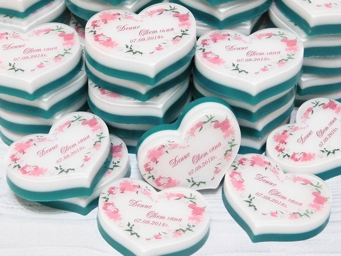 Свадебное мыло в виде сердечка с надписью