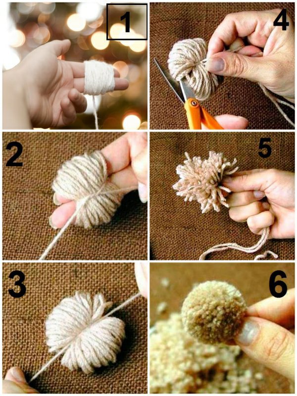 Изготовление помпона с помощью пальцев
