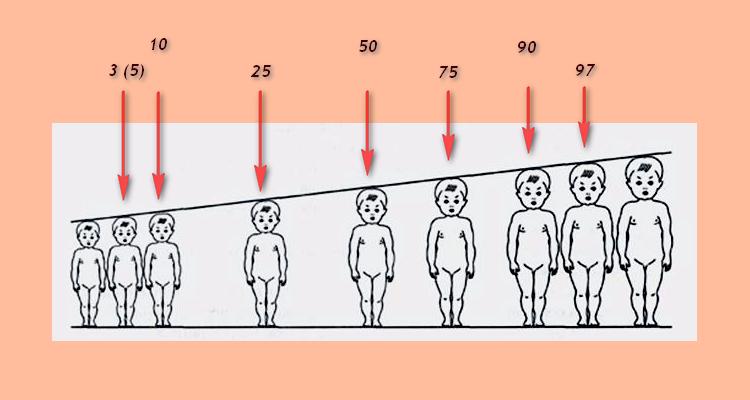 Процентили в центильных таблицах