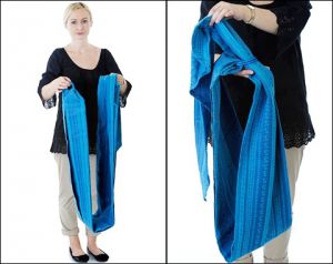 Складывание слинга с кольцами для ношения ребёнка в колыбельке